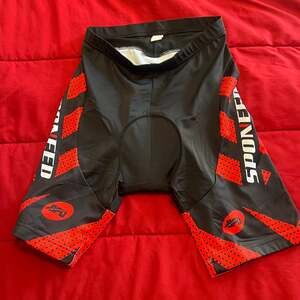 Sponeed Men's Cycling Shorts Padded Bicycle Riding Pants Black & Red US LARGE